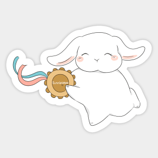 Tamborine Holland Lop White Rabbit | Bunniesmee Sticker